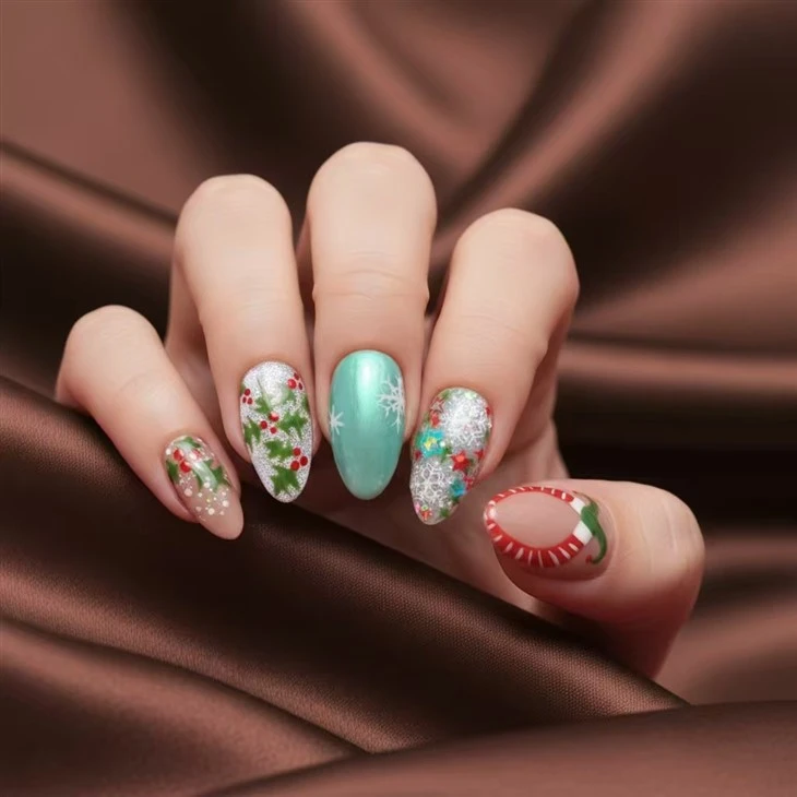 Pink Christmas Acrylic Nails factory