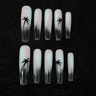 Coconut Tree Painting Nails